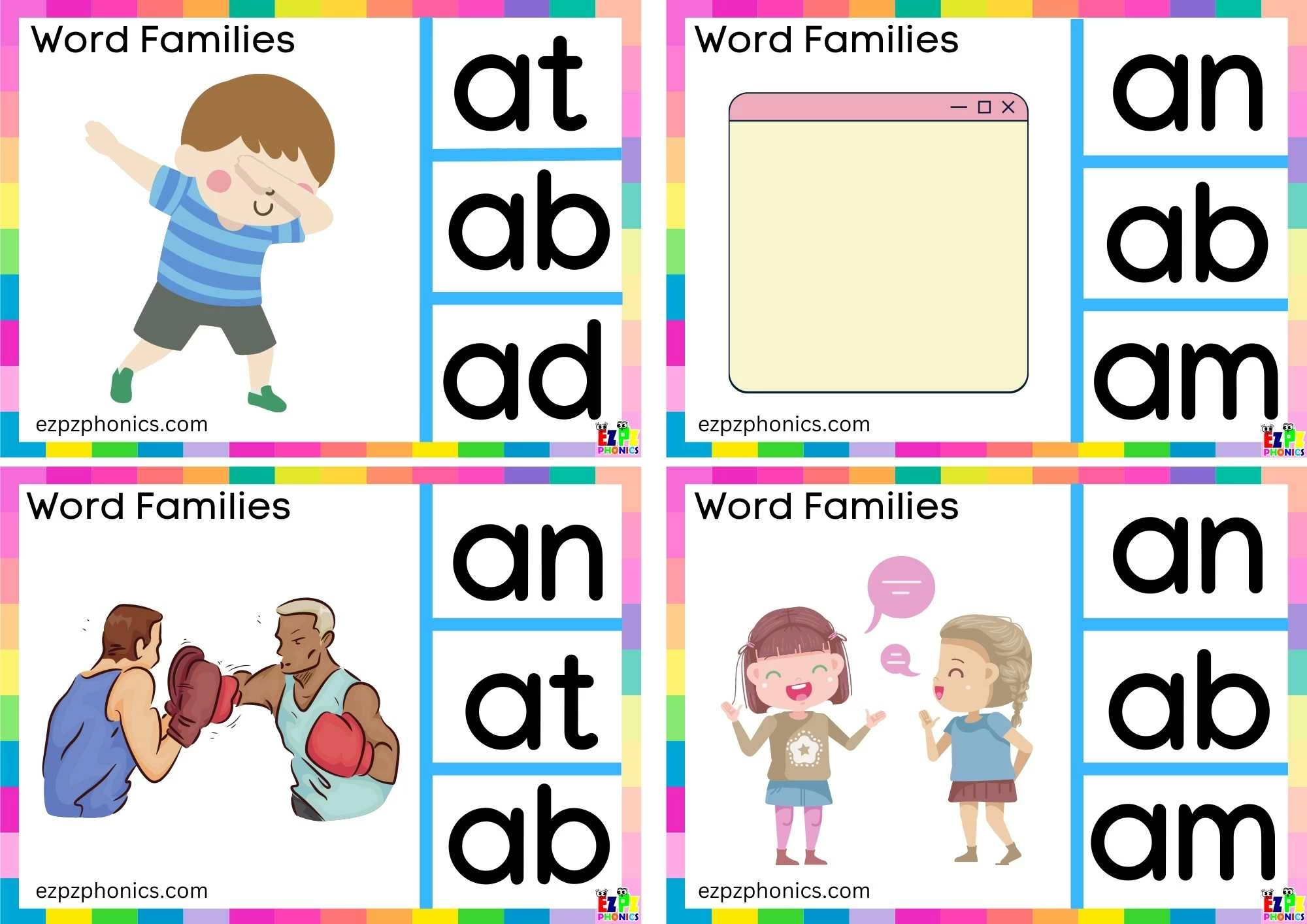 ab Word Family Look at the Images and Clip the Correct Letters. Clip Card Activity for Kids Set 2